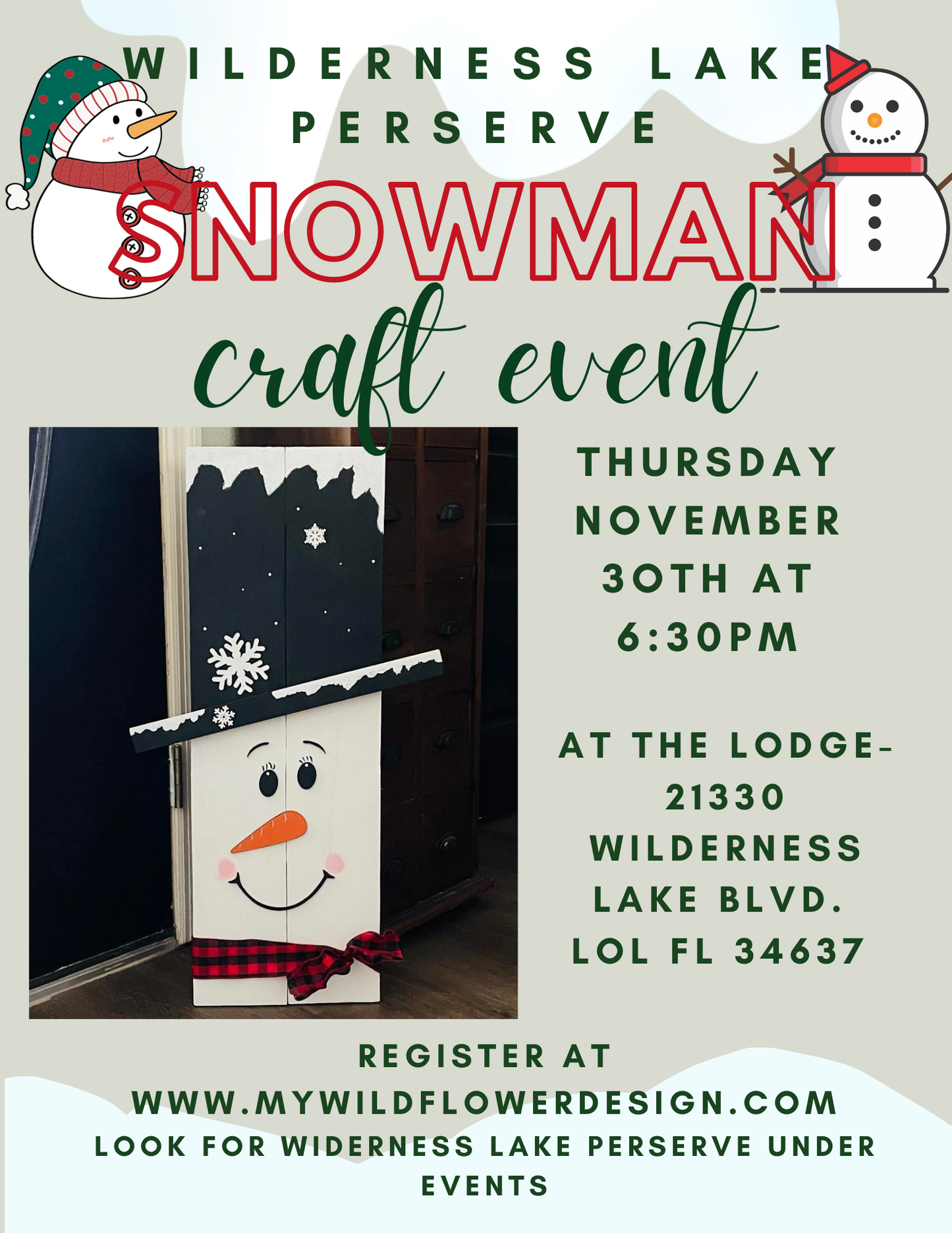 Wilderness Lake Preserve Snowman Craft Event
