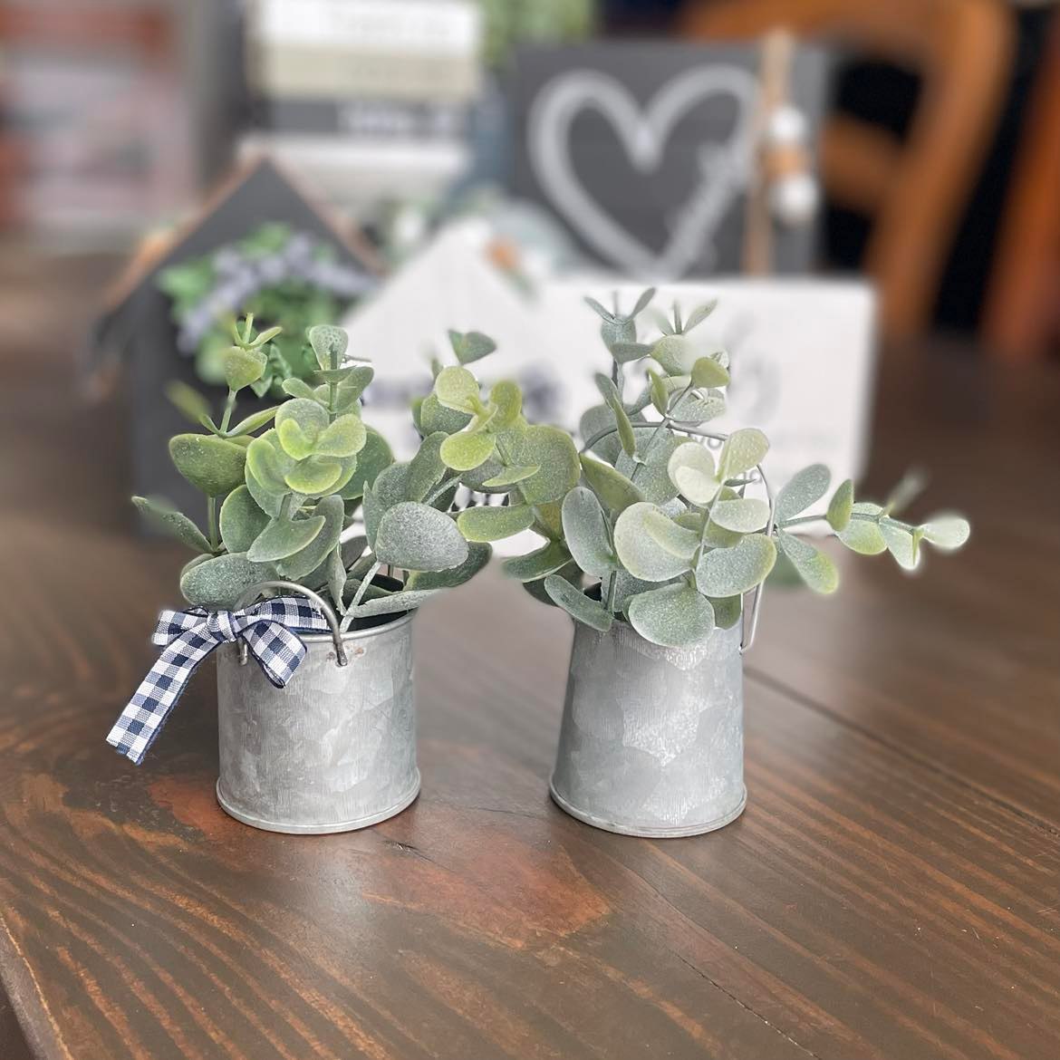 Tin Bucket Mini Floral - Set of 2
