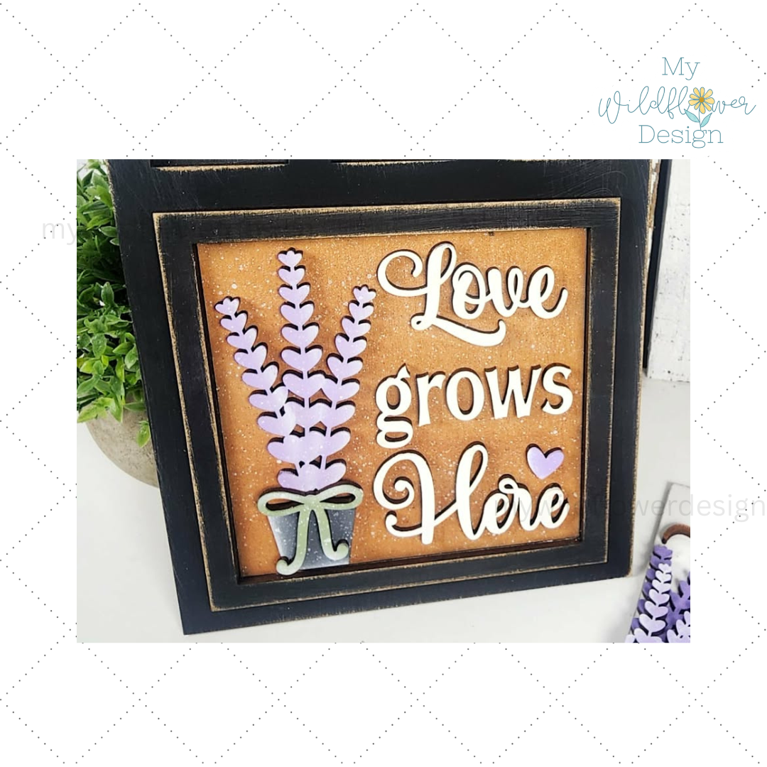 Love Grows Here Square Interchangeable Sign