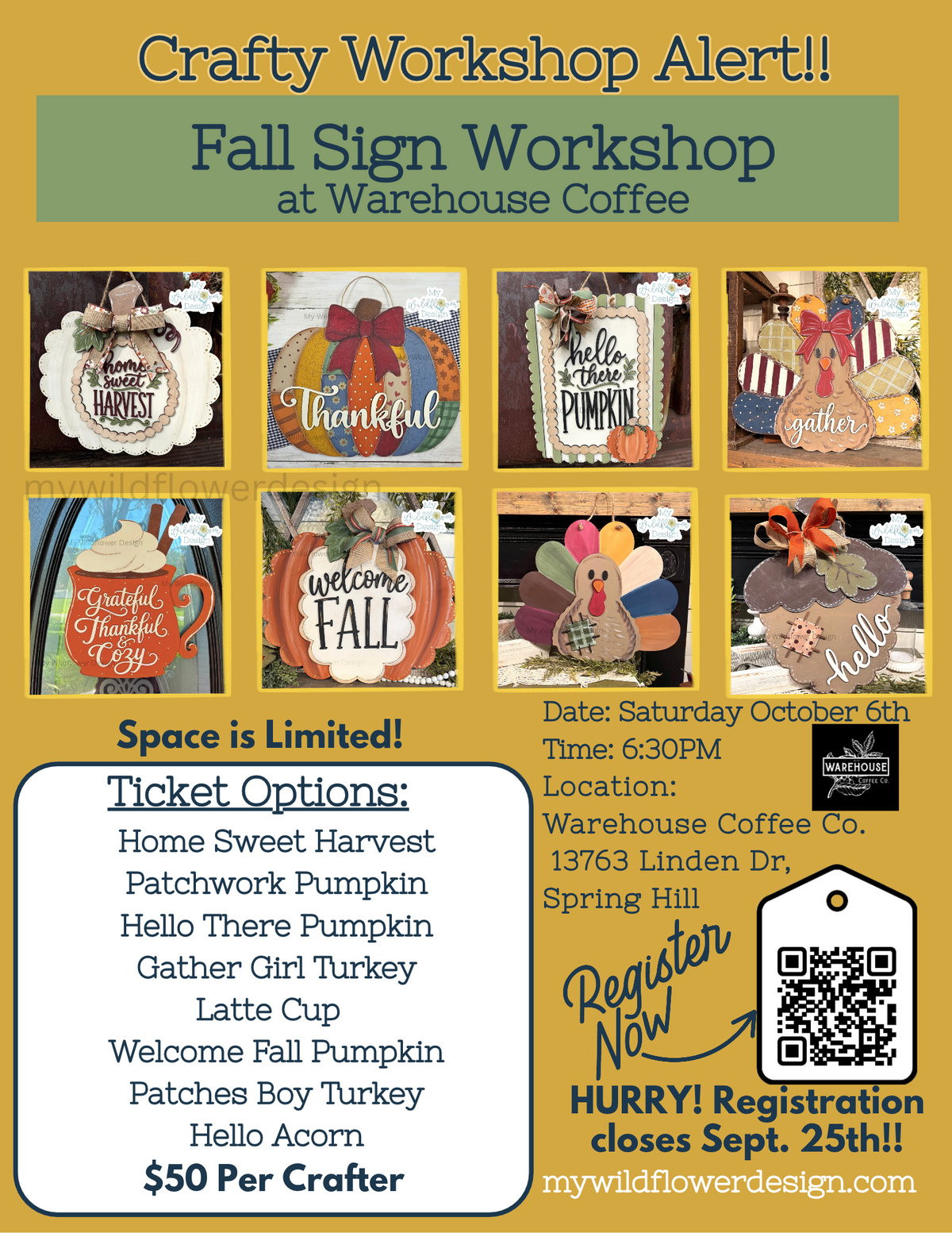 Public - Workshop - Fall Sign Workshop at Coffee Warehouse