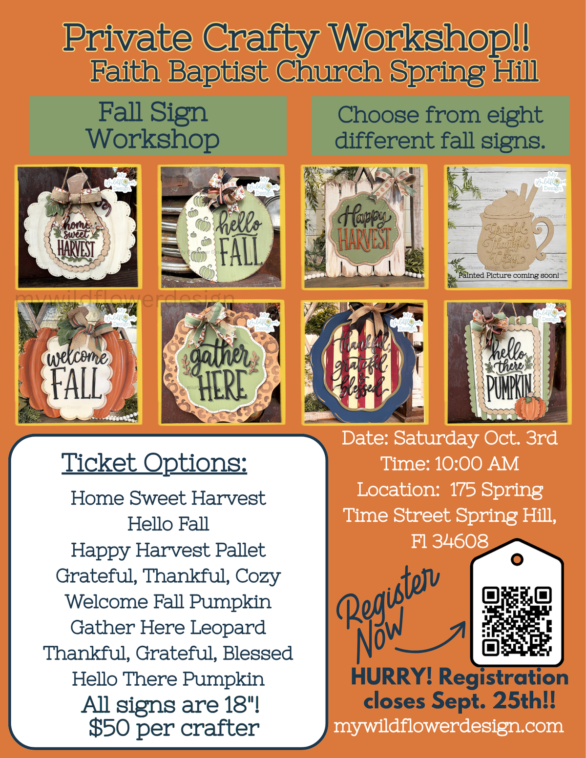 Private - Workshop - Faith Baptist Spring Hill- Fall Sign Workshop
