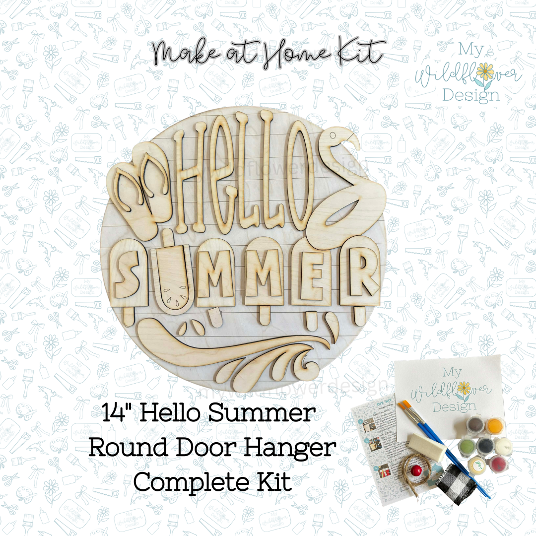 Make at Home Kit - Hello Summer 14” Round Door Hanger