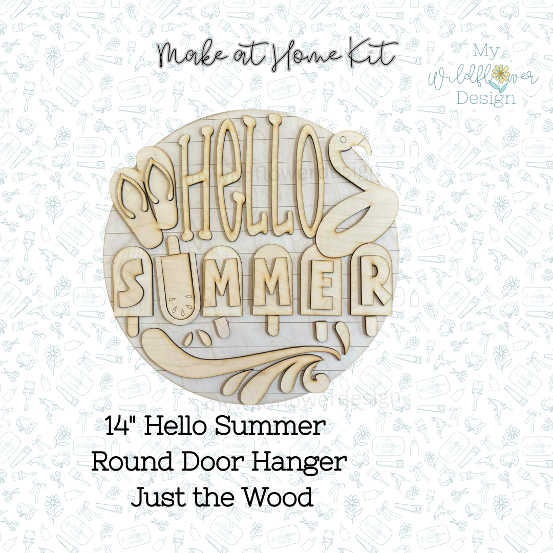 Make at Home Kit - Hello Summer 14” Round Door Hanger