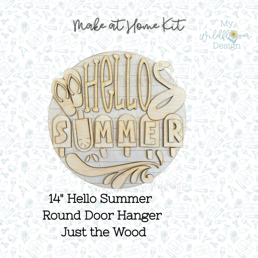 Make at Home Kit - Hello Summer 14” Round Door Hanger