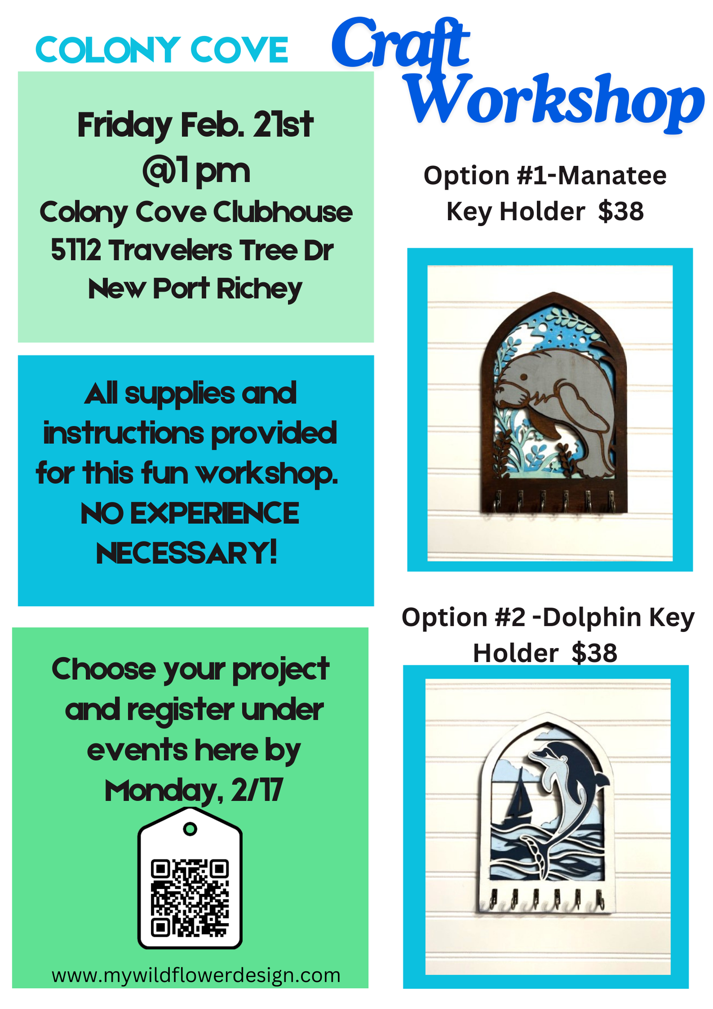 WORKSHOP - Colony Cove Manatee and Dolphin Craft Workshop