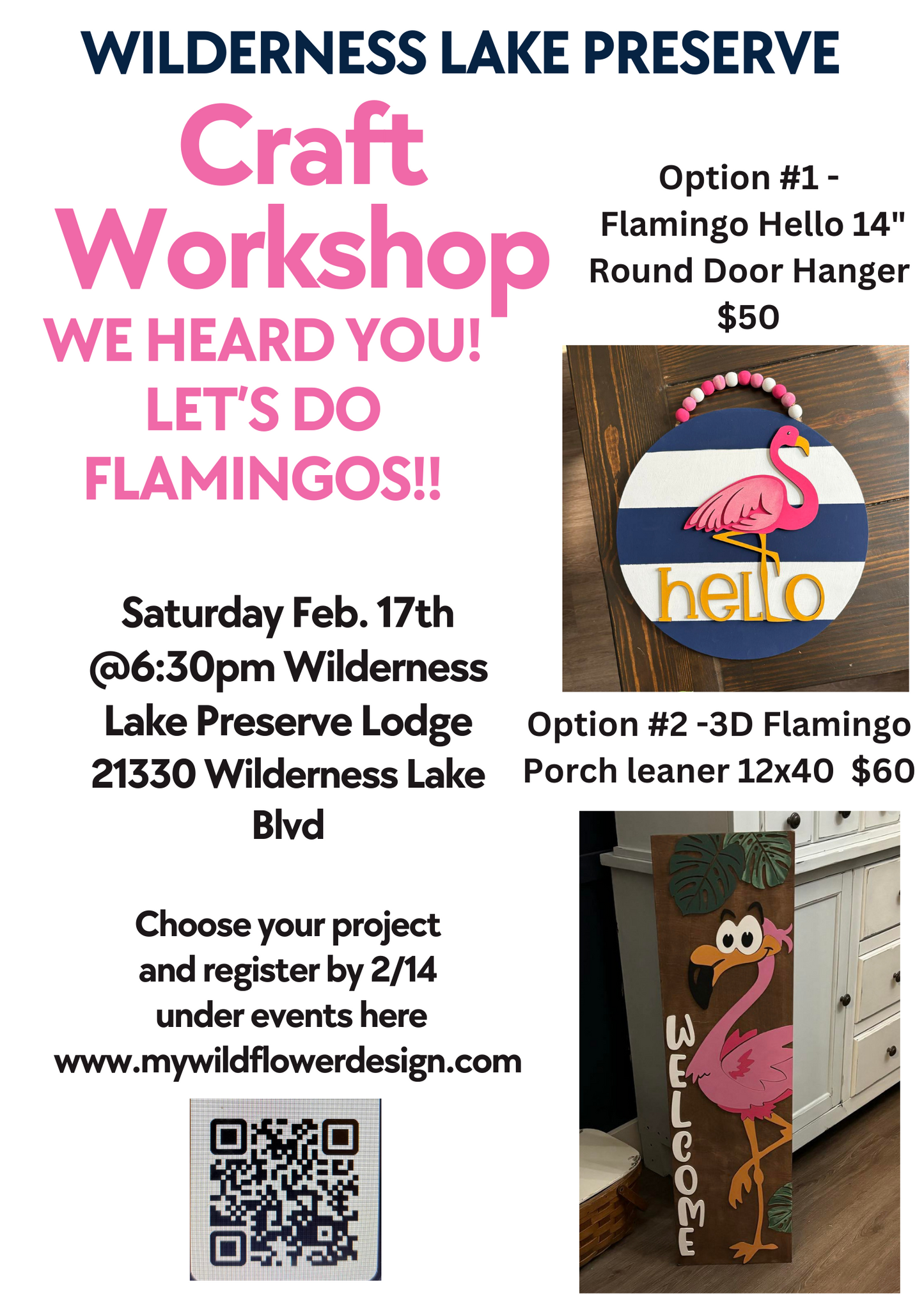 Wilderness Lake Preserve Flamingo Craft Workshop