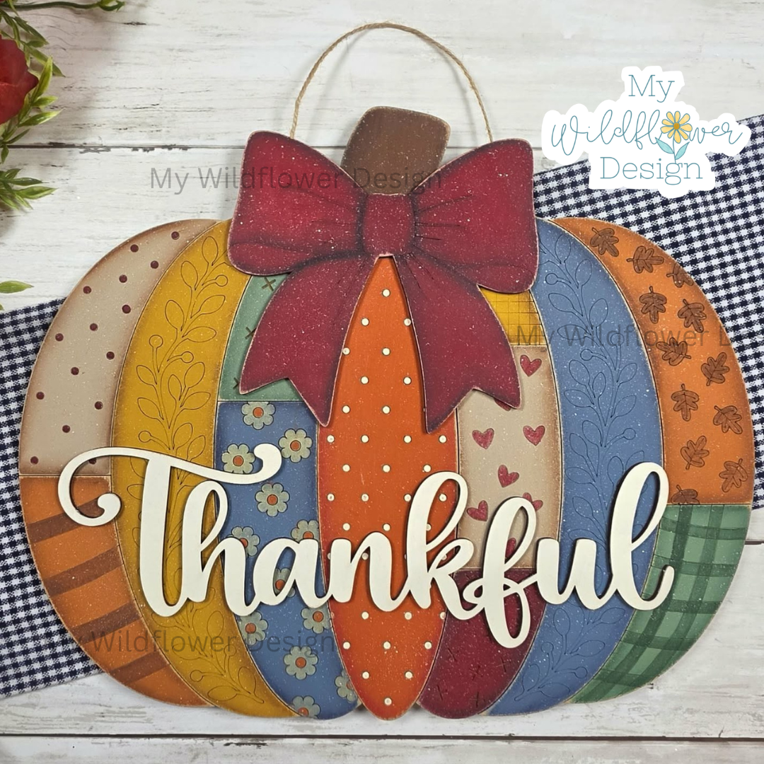 Patchwork Pumpkin Doorhanger