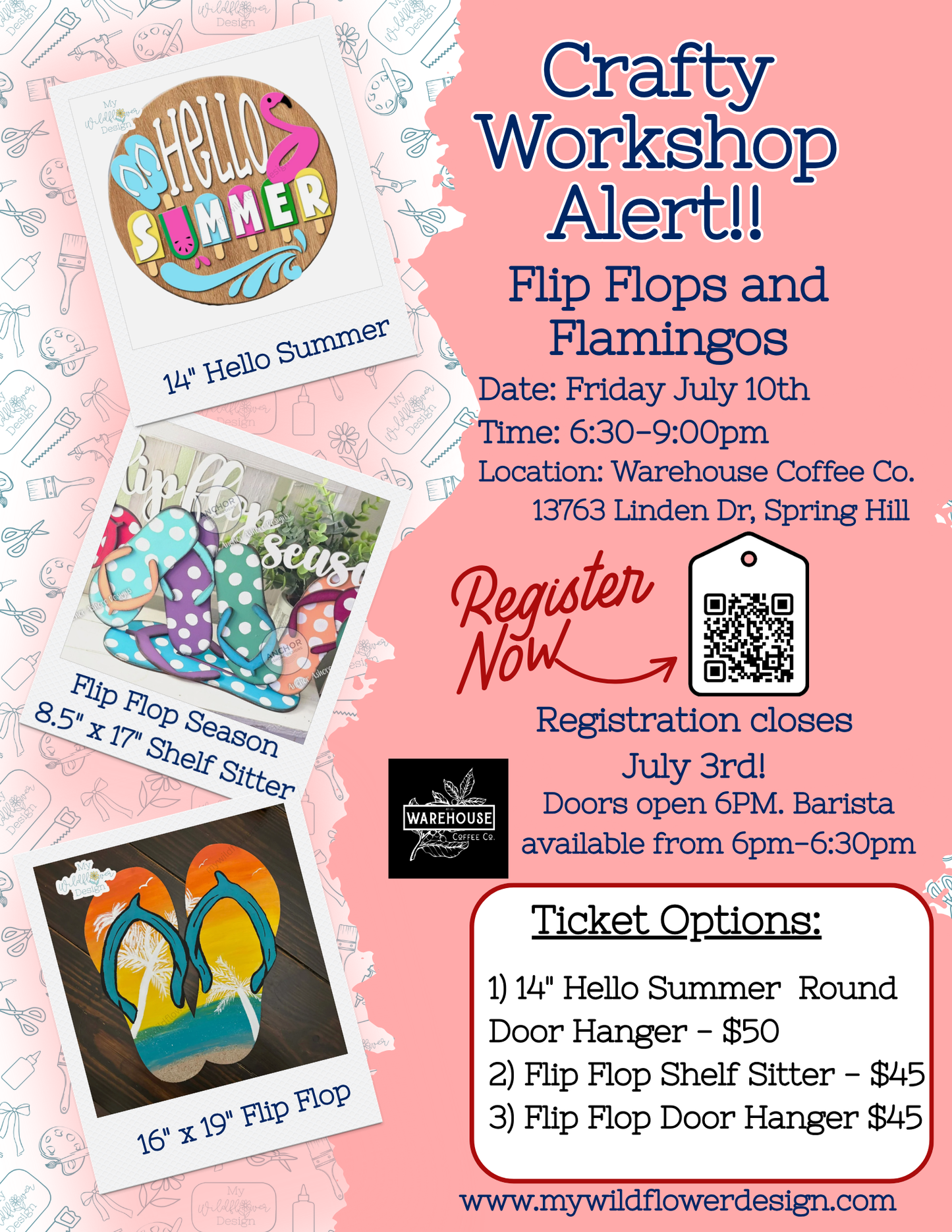 Public- Workshop - Flip Flop and Flamingos Workshop at Warehouse Coffee