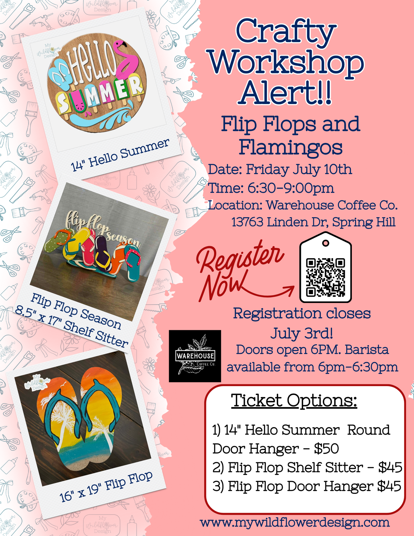 Public- Workshop - Flip Flop and Flamingos Workshop at Warehouse Coffee