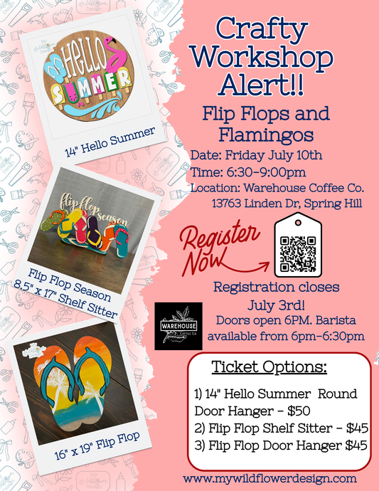 Public- Workshop - Flip Flop and Flamingos Workshop at Warehouse Coffee