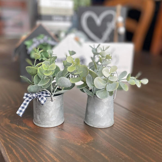 Tin Bucket Mini Floral - Set of 2